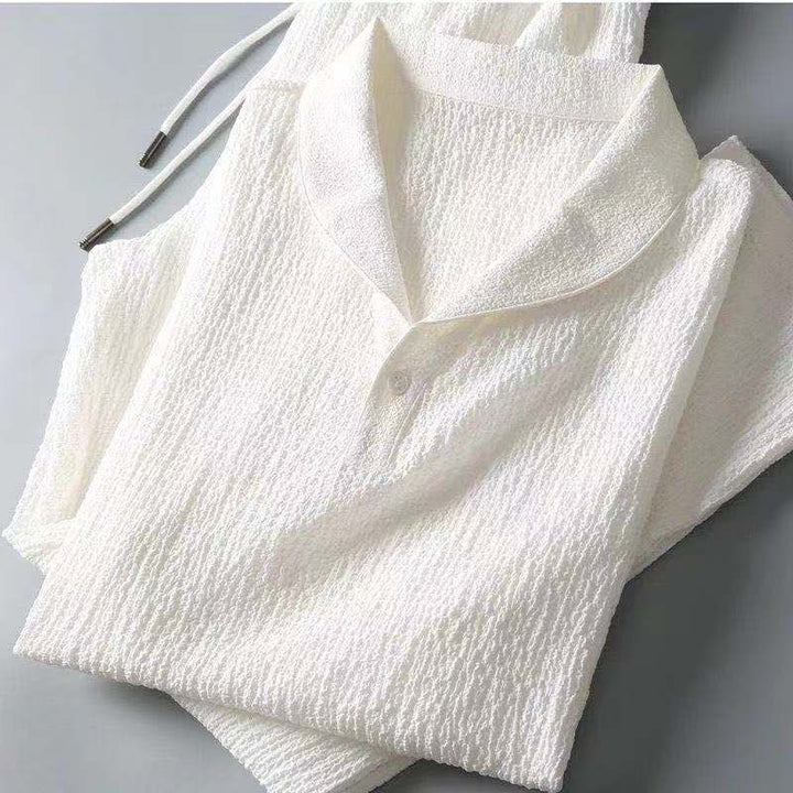 Mens Textured Shirt and Pants Set - Short Sleeve Summer Co-ord Outfit