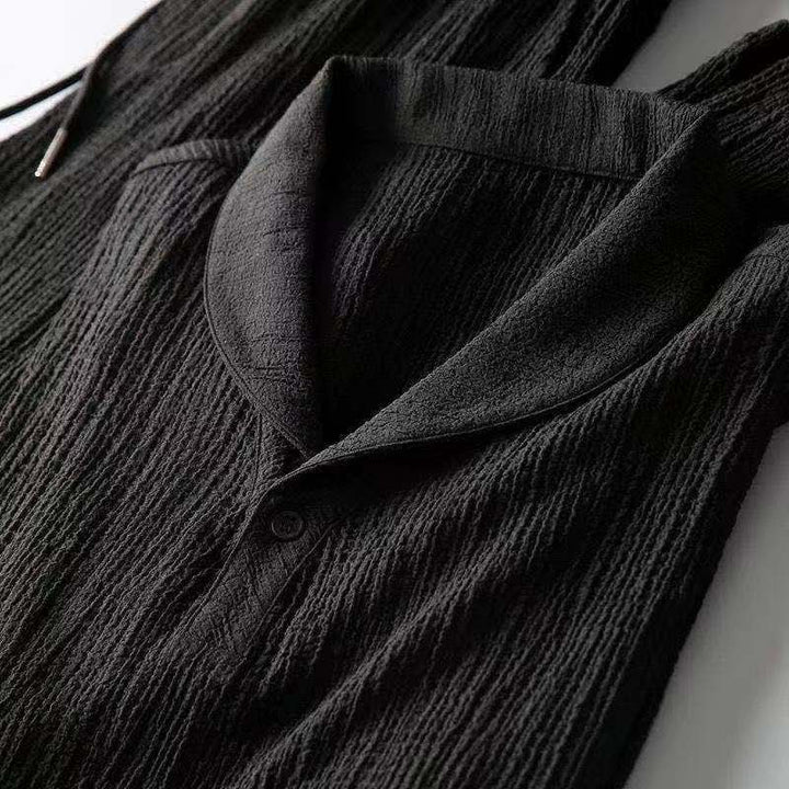 Mens Textured Shirt and Pants Set - Short Sleeve Summer Co-ord Outfit