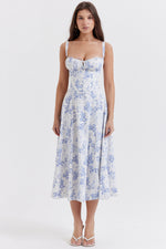 White Blue Floral