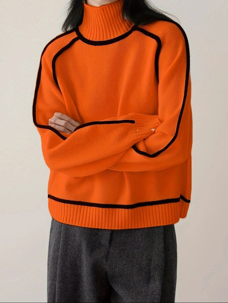 Women's Oversized Turtleneck Soft Knit Long Sleeve Jumper