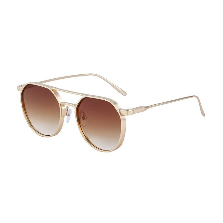 Round Aviator Sunglasses - Double Bridge Geometric