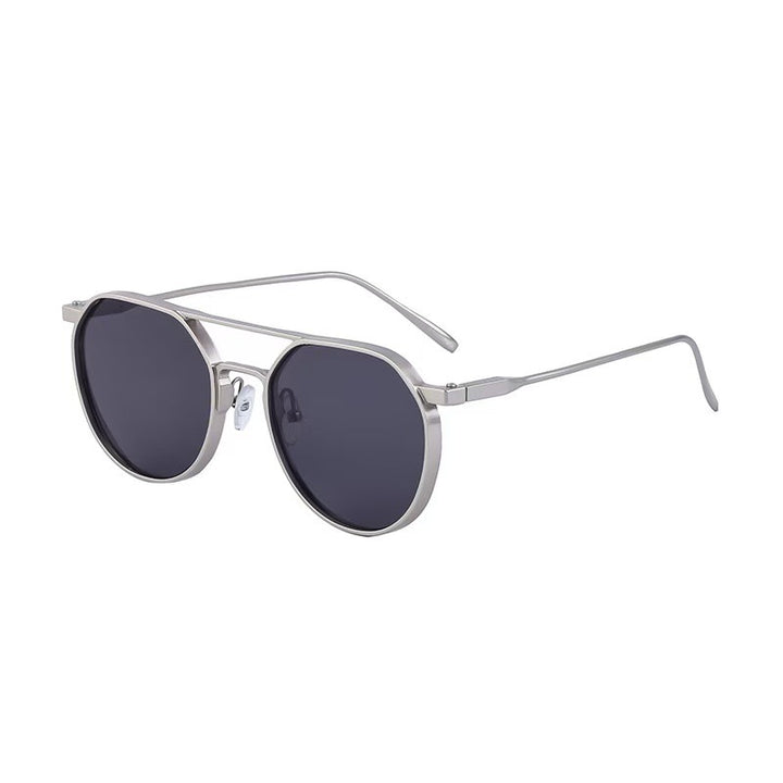 Round Aviator Sunglasses - Double Bridge Geometric