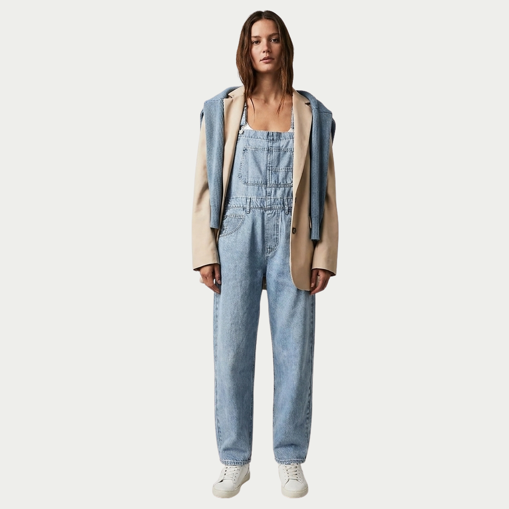 Women's Denim Overalls Relaxed Fit Adjustable Strap Jumpsuit