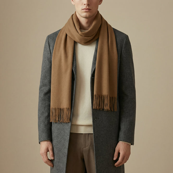 Men’s Classic Wool Scarf – 200cm Solid Color Winter Scarf
