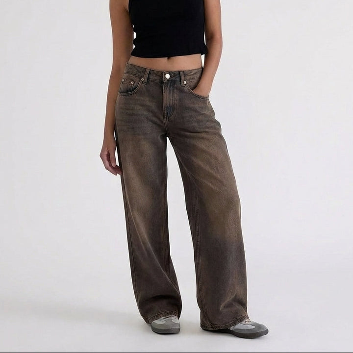 Low-Rise Wide-Leg Relaxed Denim Jeans