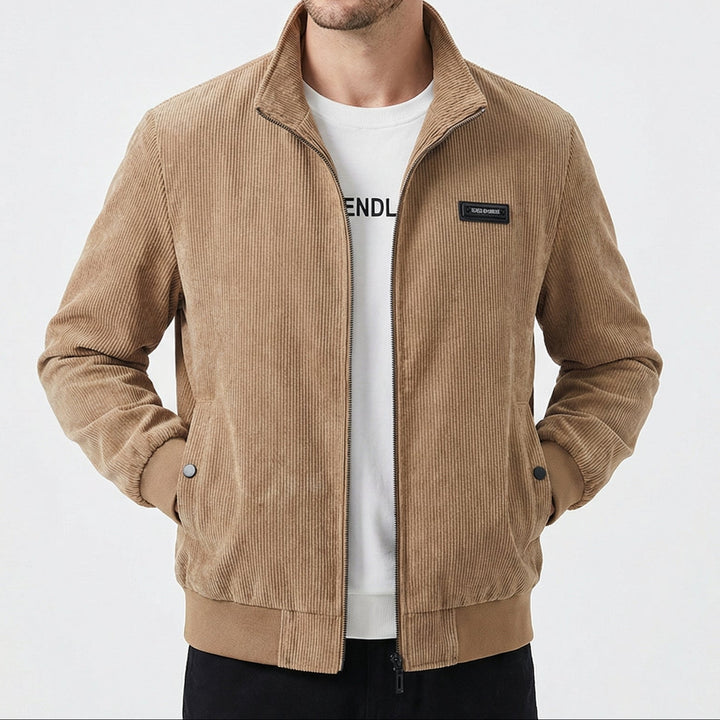 Men's Bomber Jacket – Corduroy Zip-Up Harrington Jacket