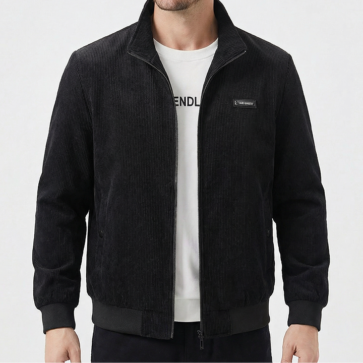 Men's Bomber Jacket – Corduroy Zip-Up Harrington Jacket
