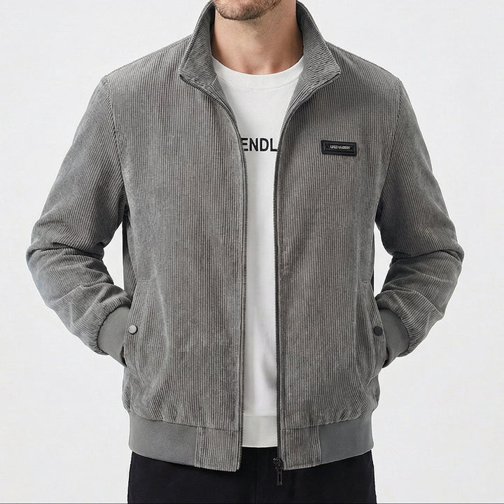 Men's Bomber Jacket – Corduroy Zip-Up Harrington Jacket