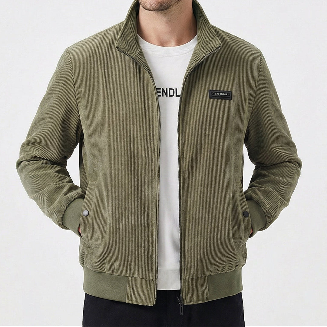 Men's Bomber Jacket – Corduroy Zip-Up Harrington Jacket