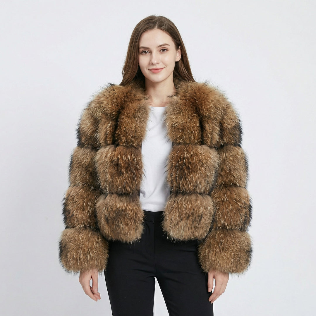 Women’s Textured Faux Fur Cropped Coat