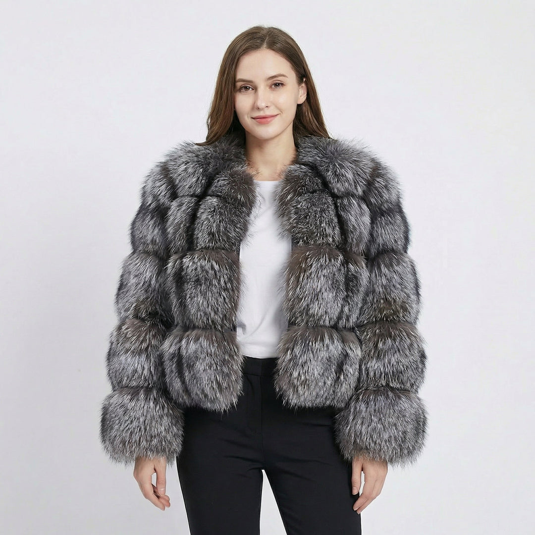 Women’s Textured Faux Fur Cropped Coat