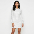 Sequin Mini Dress - Long Sleeve Sparkly Bodycon Party Dress