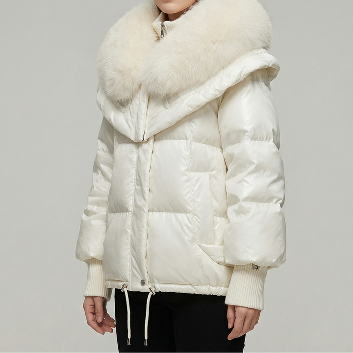 Women's Puffer Jacket Faux Fur Collar Hooded Winter Coat