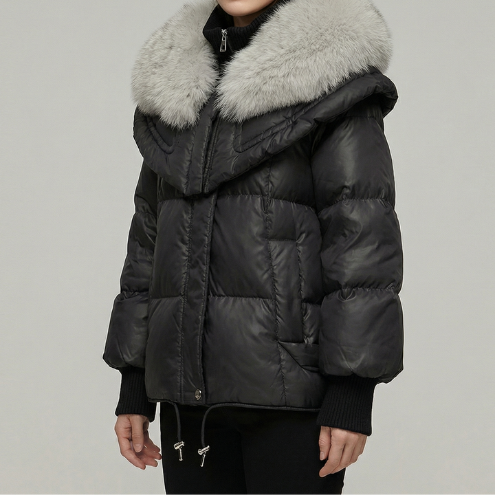 Women's Puffer Jacket Faux Fur Collar Hooded Winter Coat