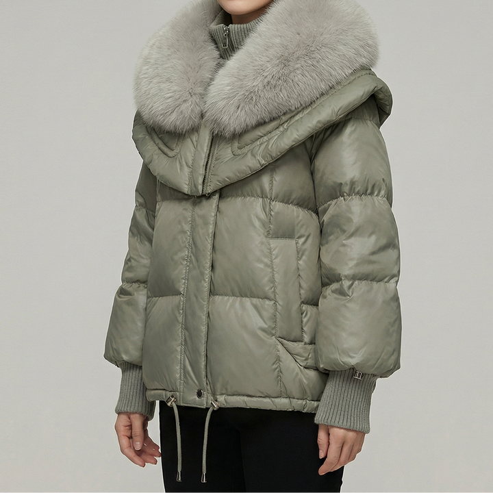 Women's Puffer Jacket Faux Fur Collar Hooded Winter Coat
