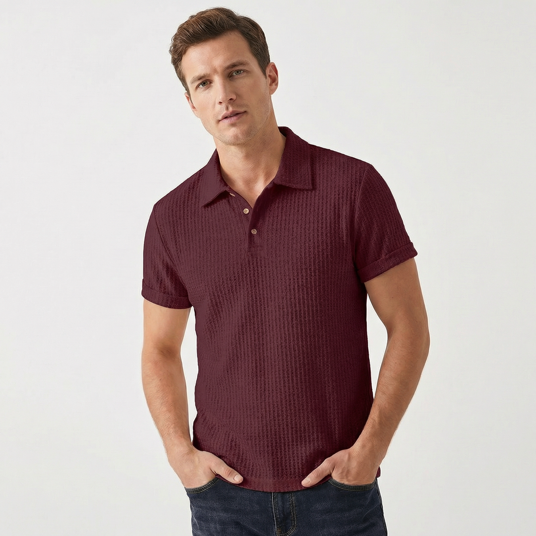 Crochet Polo Shirt Men - Open Knit Short Sleeve Summer Top