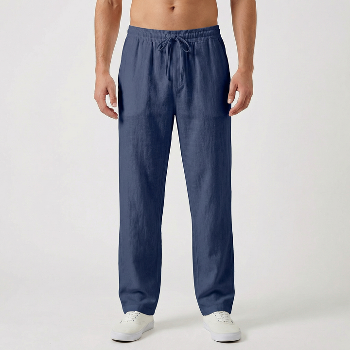 Linen Pants Men - Drawstring Waist Relaxed Fit Summer Beach Pants