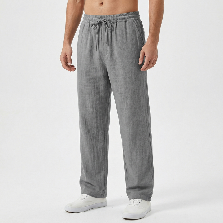 Linen Pants Men - Drawstring Waist Relaxed Fit Summer Beach Pants