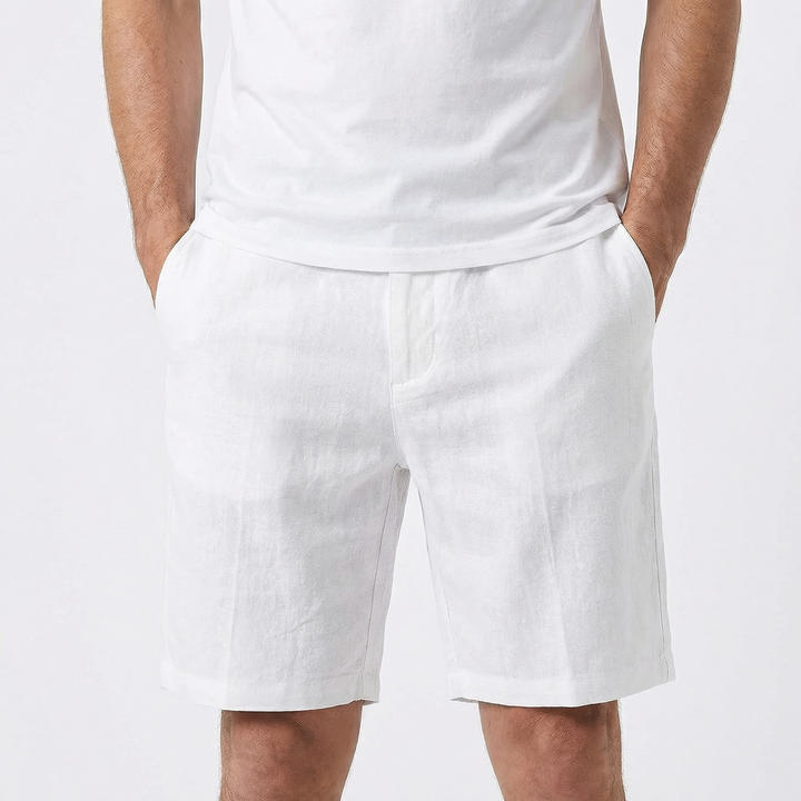 Linen Shorts Men - Pull On Elastic Waist Casual Summer Shorts