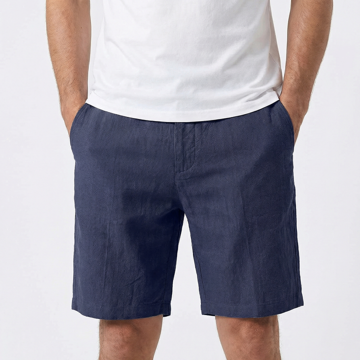 Linen Shorts Men - Pull On Elastic Waist Casual Summer Shorts