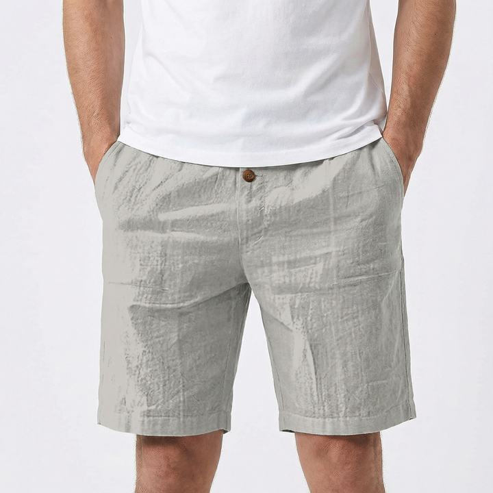 Linen Shorts Men - Pull On Elastic Waist Casual Summer Shorts
