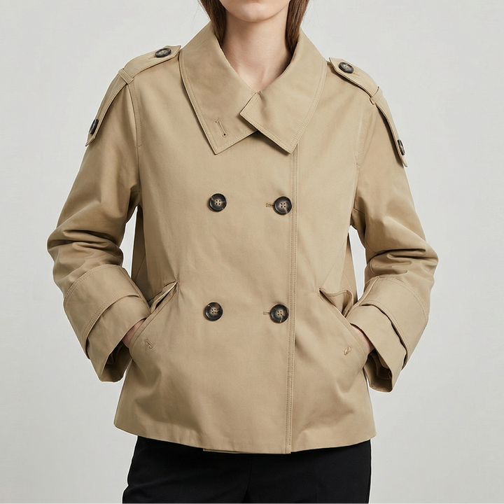 Women's Classic Double Breasted Commuter Trench Coat