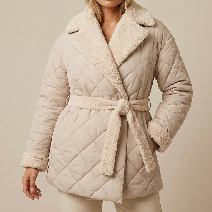 Women's Quilted Belted Wrap Puffer Coat