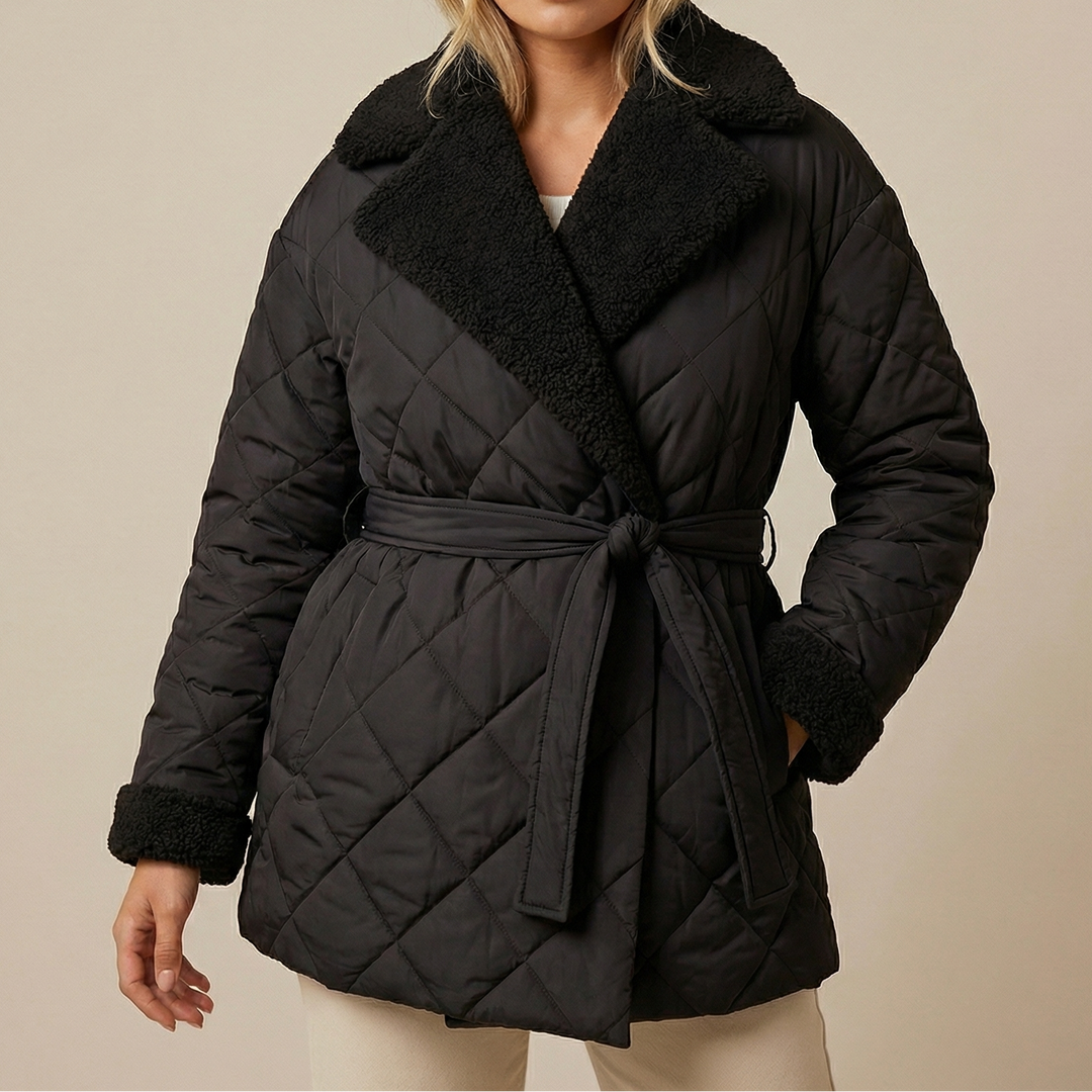 Women's Quilted Belted Wrap Puffer Coat