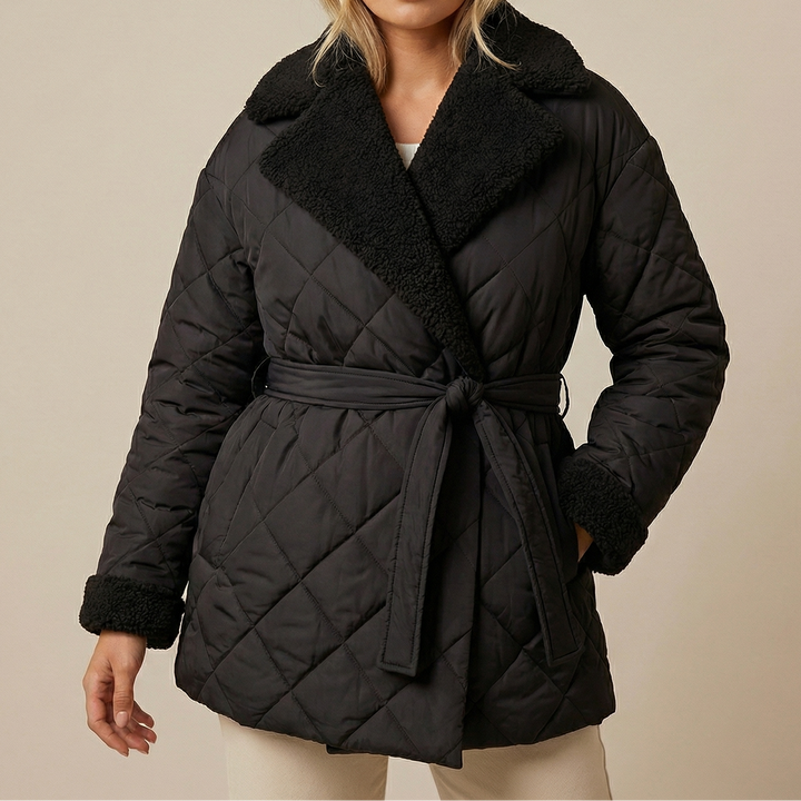 Women's Quilted Belted Wrap Puffer Coat