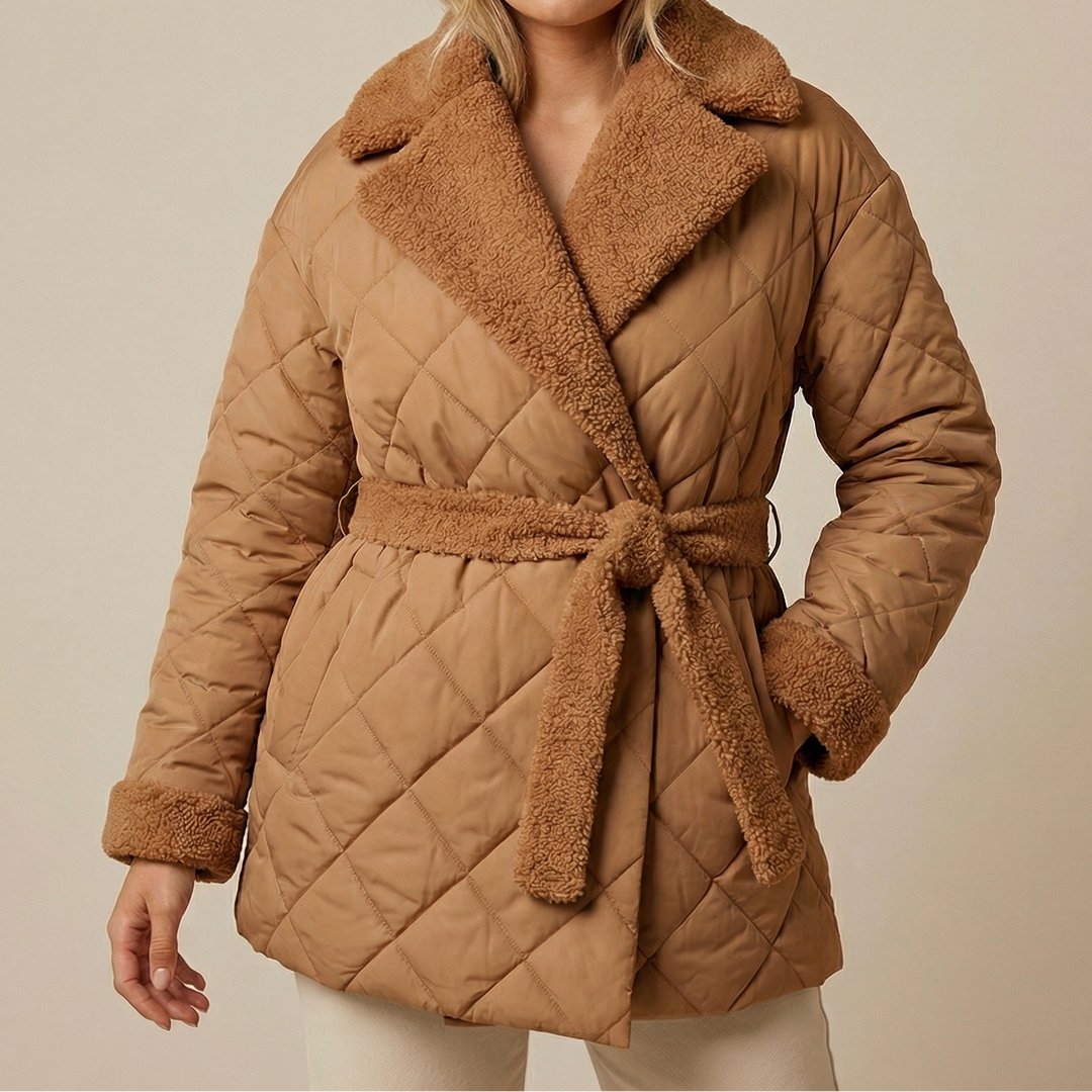 Women's Quilted Belted Wrap Puffer Coat