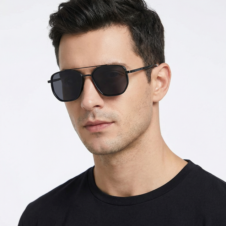 Polarized Aviator Sunglasses - Square Double Bridge