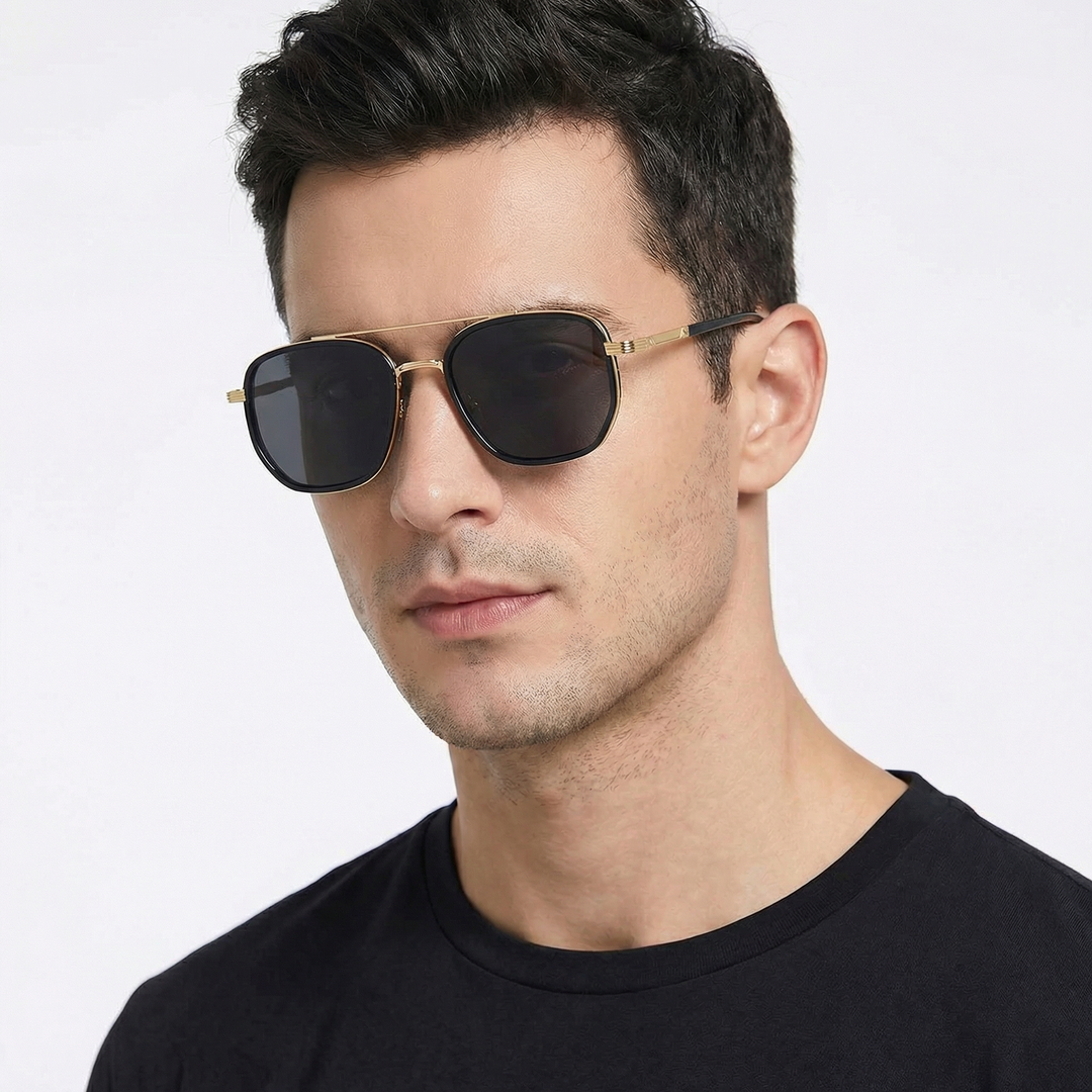 Polarized Aviator Sunglasses - Square Double Bridge