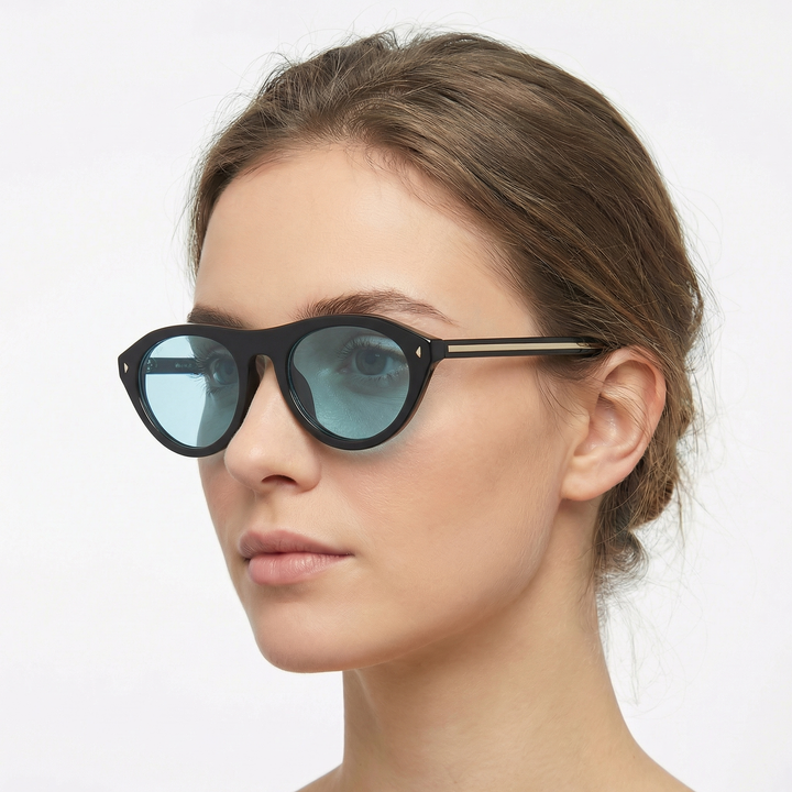 Retro Oval Sunglasses - Keyhole Bridge Tinted