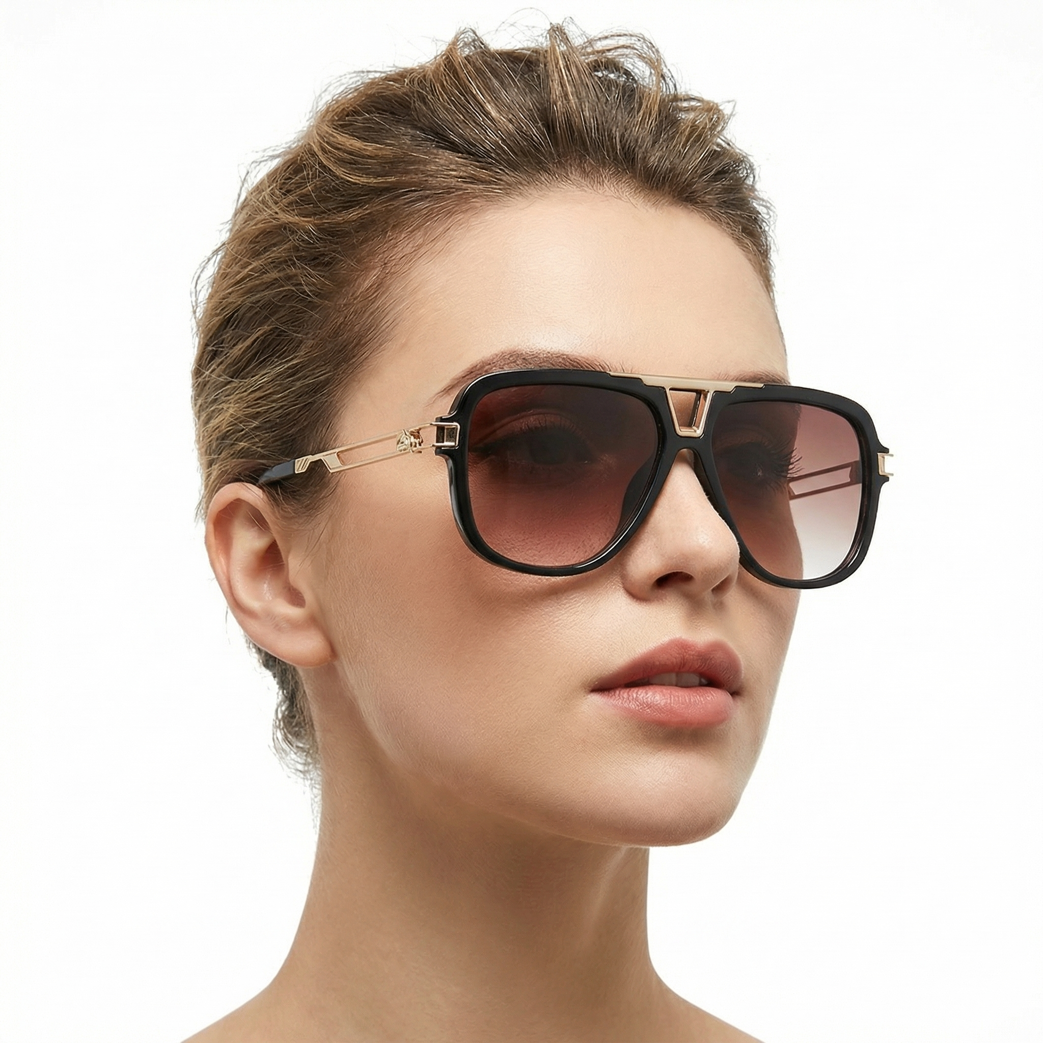 Oversized Aviator Sunglasses - Square Pilot Frame