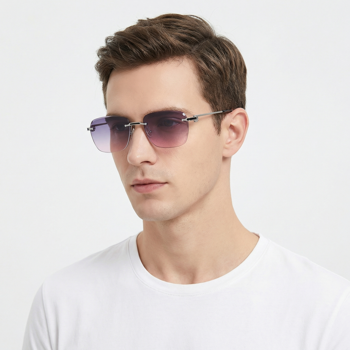 Rimless Square Sunglasses - Gradient Lens Pilot