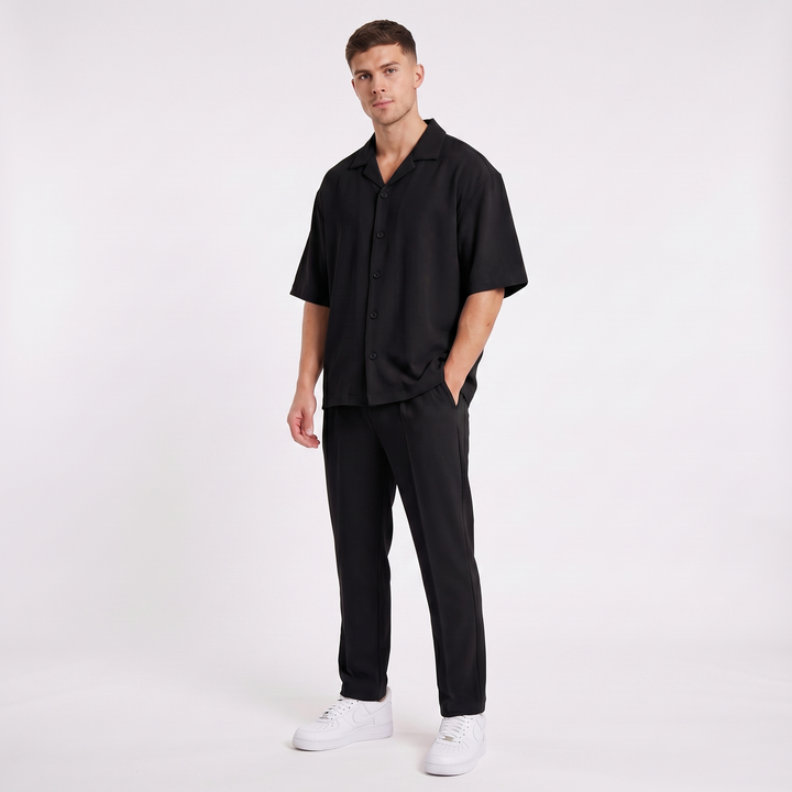 Men's Co Ord Set - Revere Collar Shirt Tailored Pants