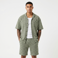 Men's Textured Co Ord Set - Herringbone Shirt Shorts