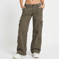 Cargo Pants - Low Rise Wide Leg Utility Pockets