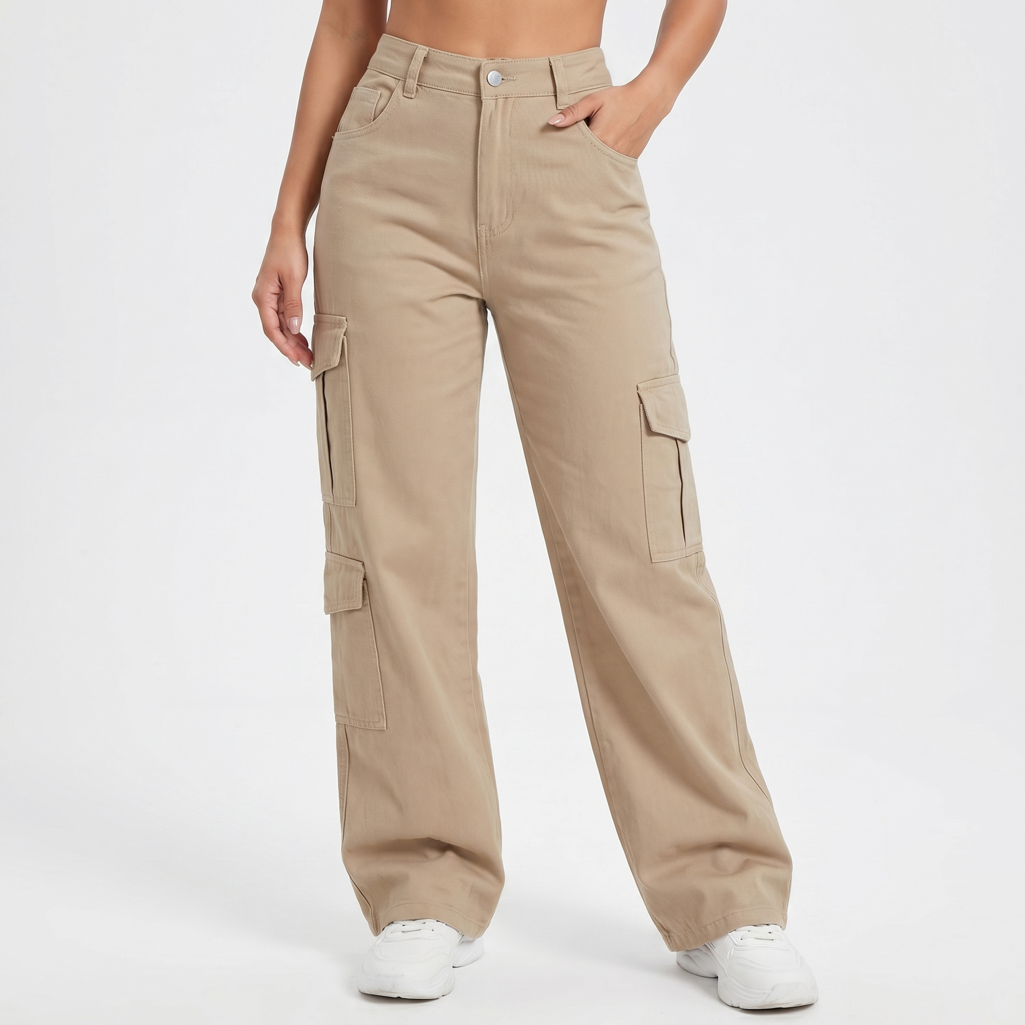 Cargo Pants - High Waist Wide Leg Utility Pockets