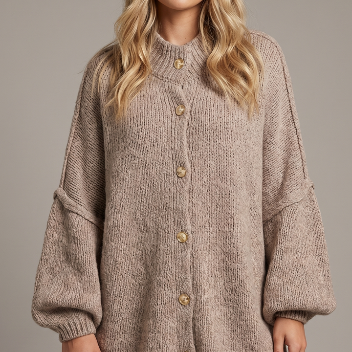 Women's Dolman Sleeve Chunky Knit Button Up Cardigan