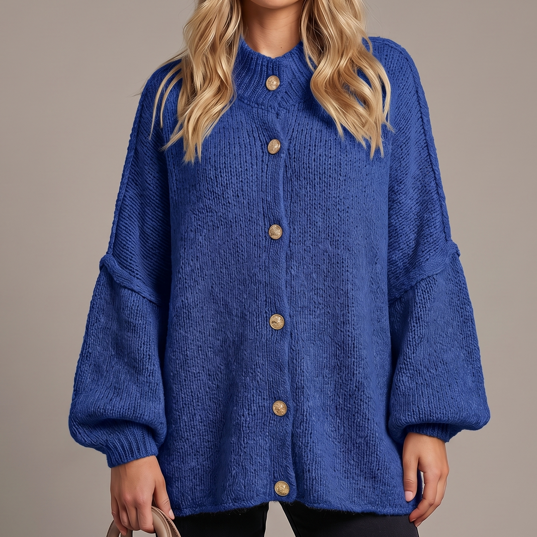 Women's Dolman Sleeve Chunky Knit Button Up Cardigan