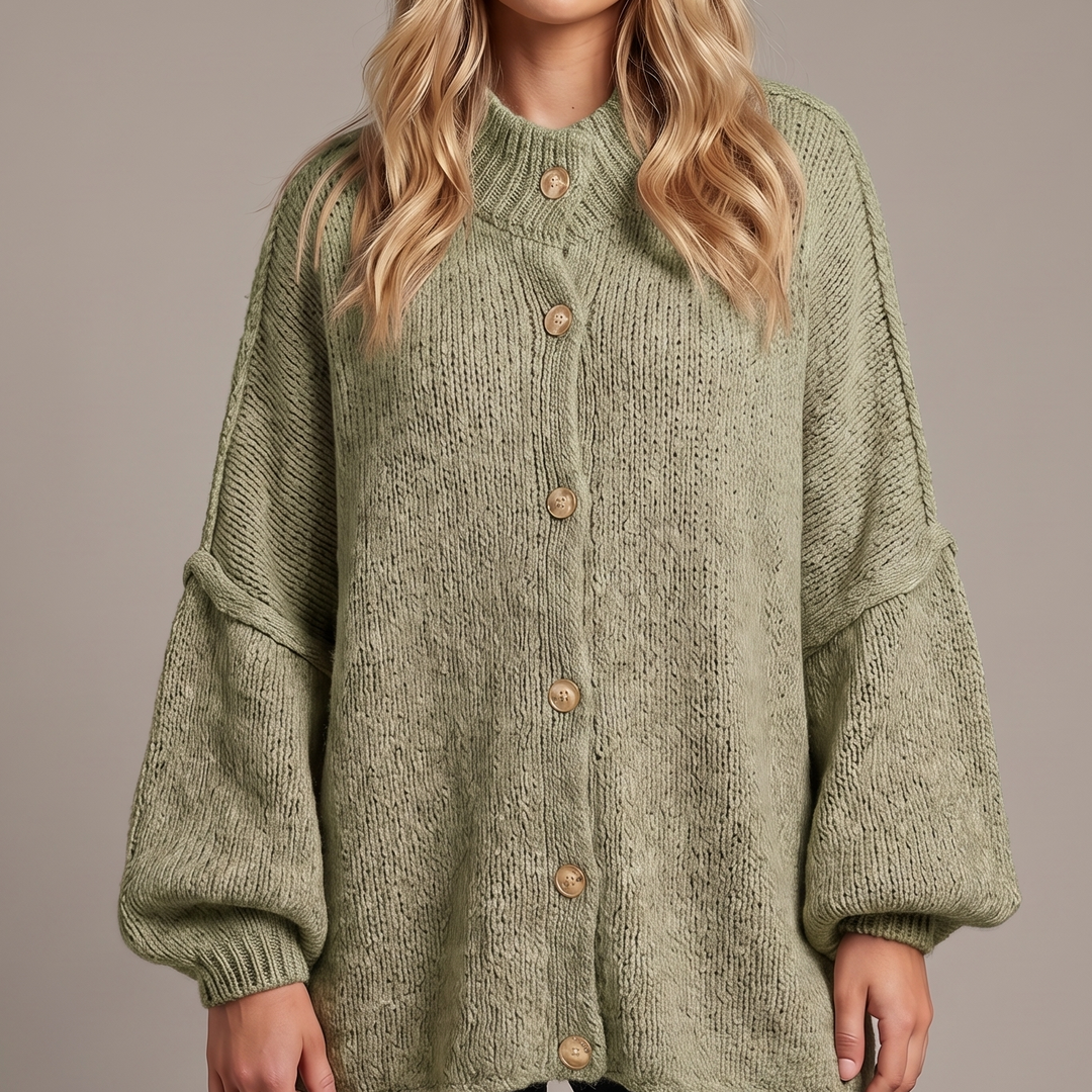 Women's Dolman Sleeve Chunky Knit Button Up Cardigan