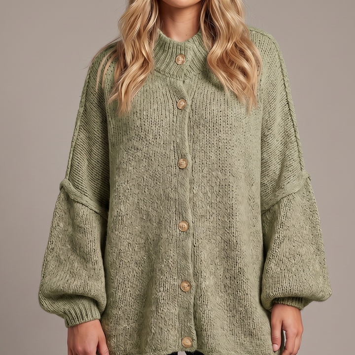 Women's Dolman Sleeve Chunky Knit Button Up Cardigan