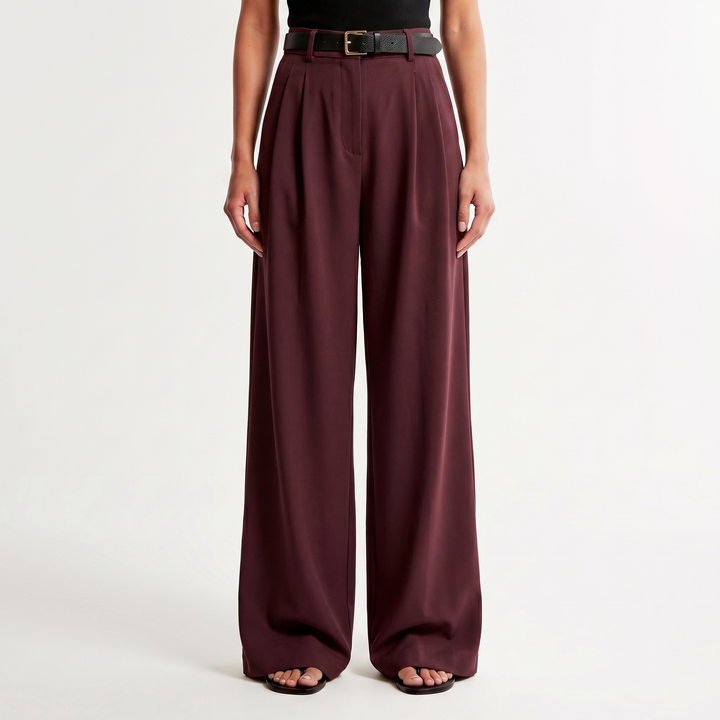 Wide Leg Pants Women - High Waisted Pleated Tailored Trousers