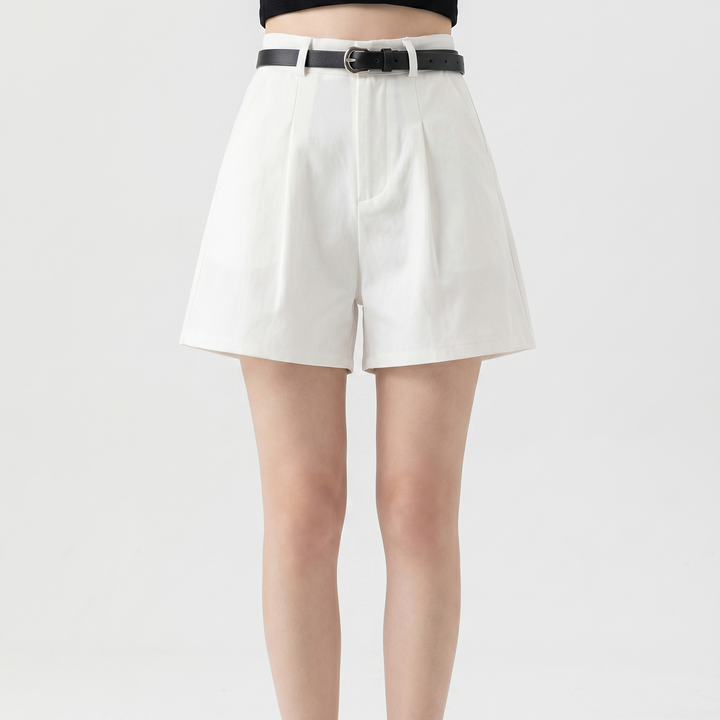 High Waisted Tailored Shorts Women - Pleated Wide Leg Dress Shorts