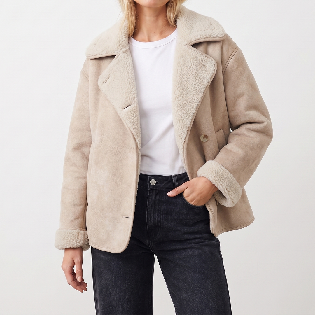 Women's Faux Leather Jacket Oversized Fur Lined Coat
