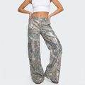 Camo Cargo Pants Women - Wide Leg Baggy Utility Trousers