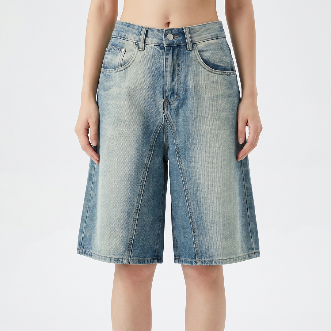 Jorts Women - Knee Length Baggy Denim Bermuda Shorts