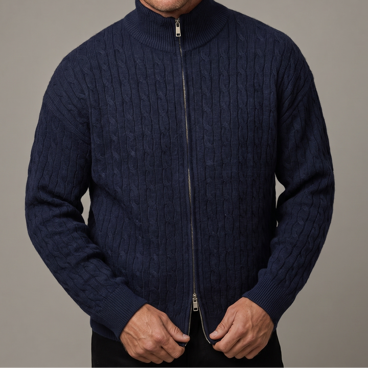 Men's Cable Knit Full Zip Winter Cardigan