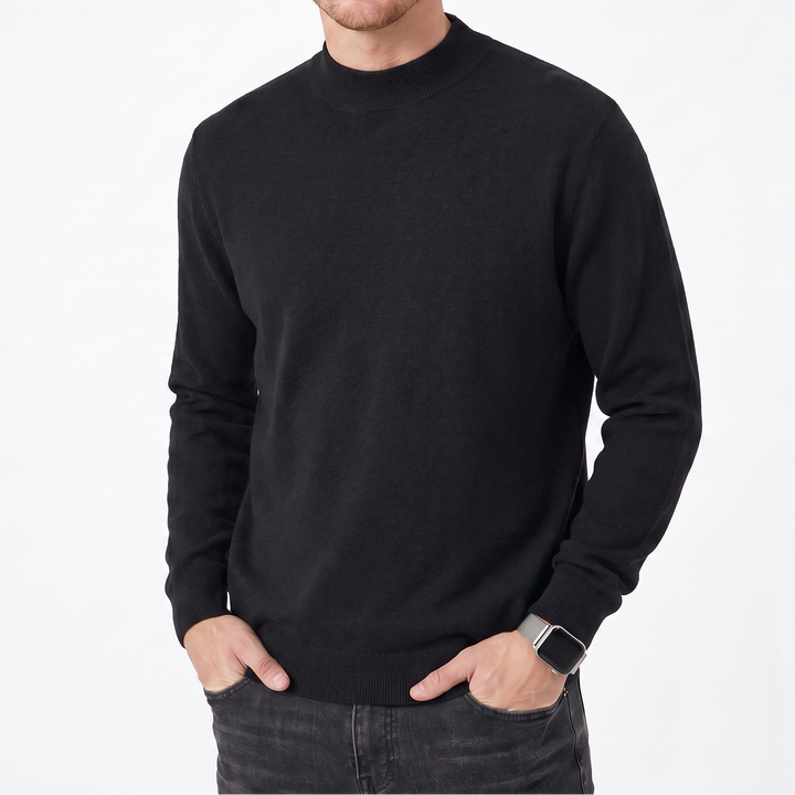 Men's Mockneck Wool Sweater – Slim Fit Casual Knit Jumper